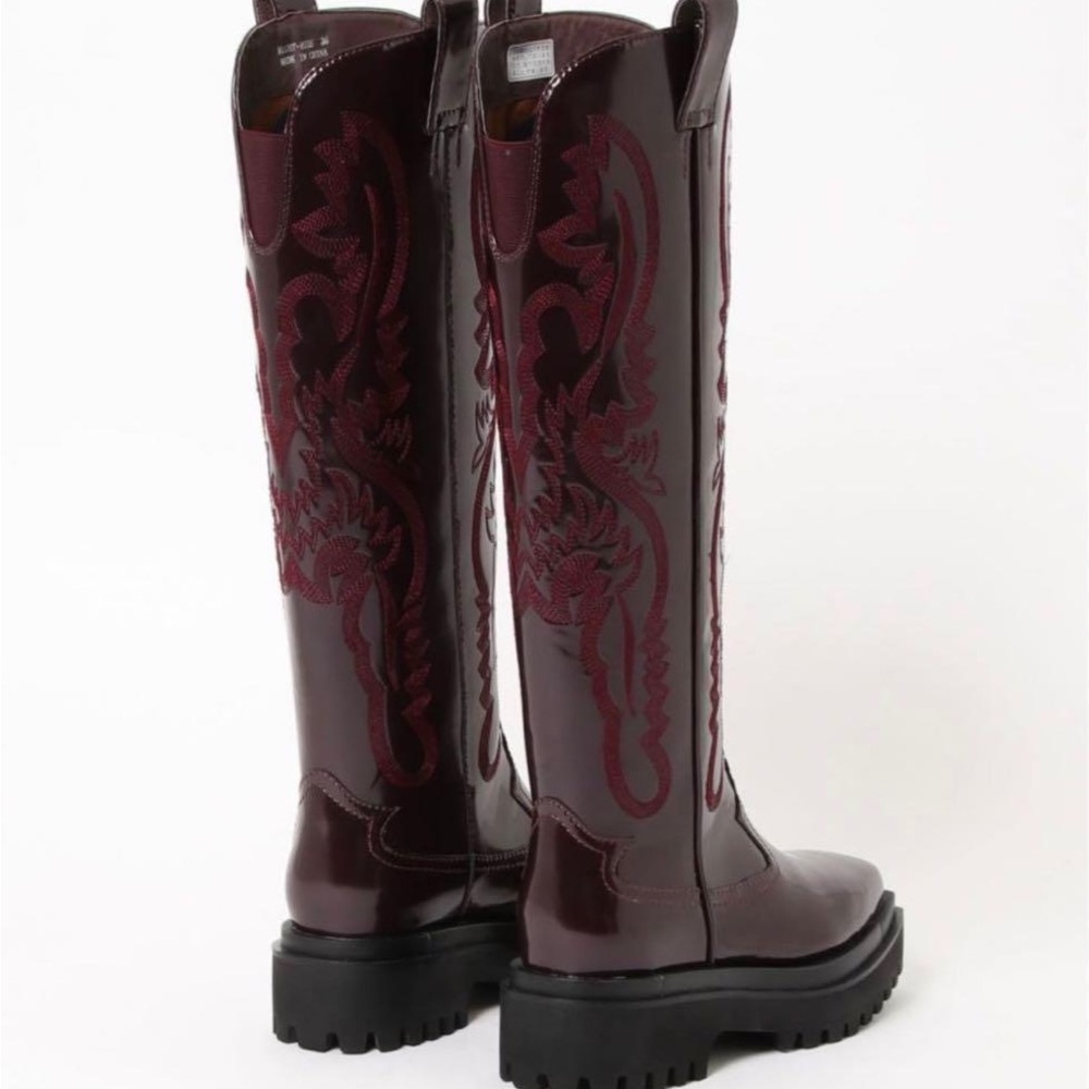 Jeffrey Campbell new high Women's Burgundy Boots - Picture 5 of 6